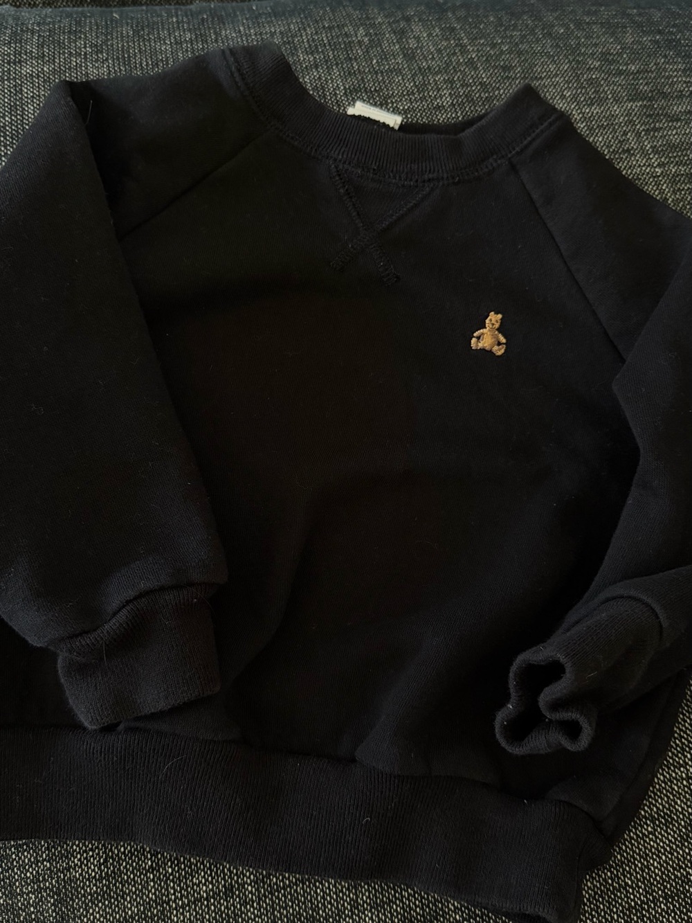 GAP Black Crewneck Sweatshirt with Small Gold Teddy Logo